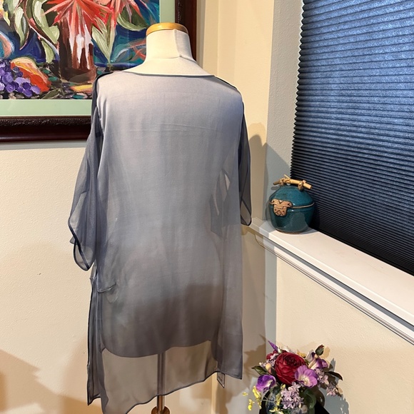 Sheer Chiffon Hand Painted Tunic/Blouse - a Work of ART by BNQ - SZ 38-40 - Picture 5 of 12
